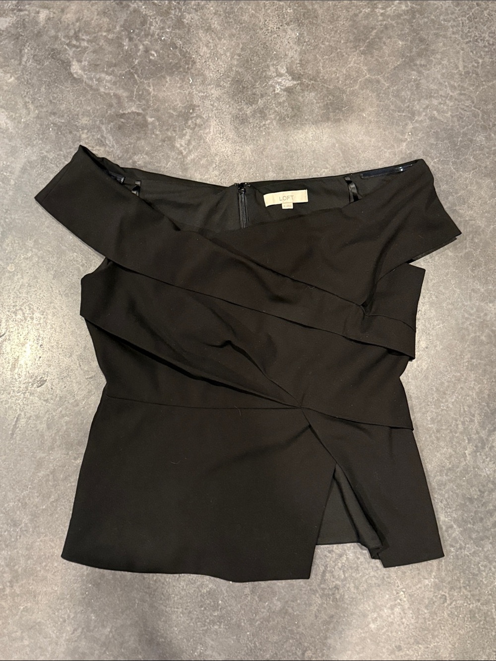 LOFT Black Off-Shoulder Wrap top evening formal cocktail